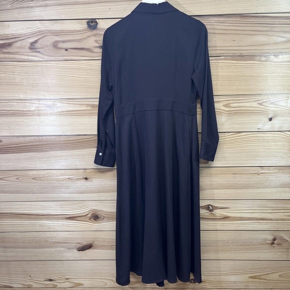 Soft Surroundings Quintessa Dress Small Brown Tencel Maxi LS Wrap V-Neck B84 - Picture 13 of 16